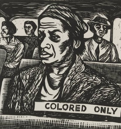 'I have special reservations', de Elizabeth Catlett. La exposición se titula 'The color line', en referencia a la expresión del líder negro Frederick Douglass sobre la segregación.