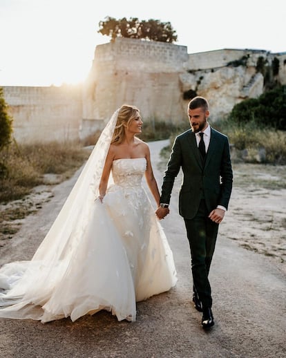 Edurne y David De Gea, en la foto que han compartido en sus cuenta de Instagram de su boda, celebrada este 1 de julio en Menorca.