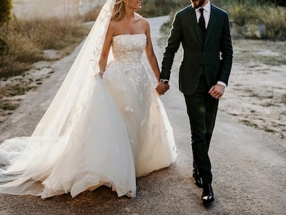 Edurne y David De Gea, en la foto que han compartido en sus cuenta de Instagram de su boda, celebrada este 1 de julio en Menorca.