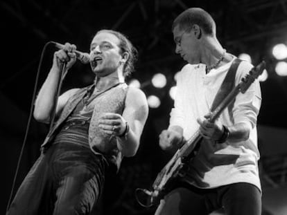 U2 en el concierto que dio en el Santiago Bernabéu en 1987.