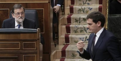 Mariano Rajoy y Albert Rivera, en el Congreso, el pasado marzo.  