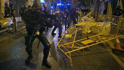 Incidents després d'una manifestació el 2014 a Sants.