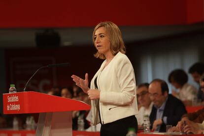 Carme Chacón, durante un acto de campaña del PSC.