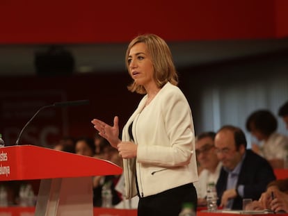 Carme Chacón, durante un acto de campaña del PSC.