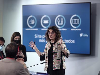 La ministra de Hacienda, María Jesús Montero, después de la rueda de prensa posterior al Consejo de Ministros.