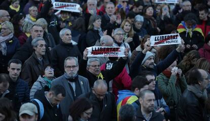 Manifestantes este viernes en Barcelona.