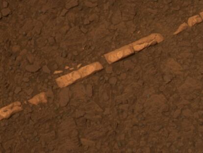 Nueva veta de yeso descubierta en Marte por el robot <i>Opportunity</i>.