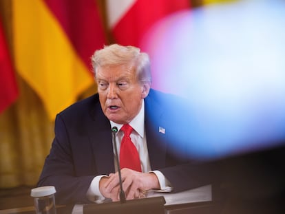 El presidente de Estados Unidos, Donald Trump, en la Casa Blanca, el lunes 18 de agosto de 2025.