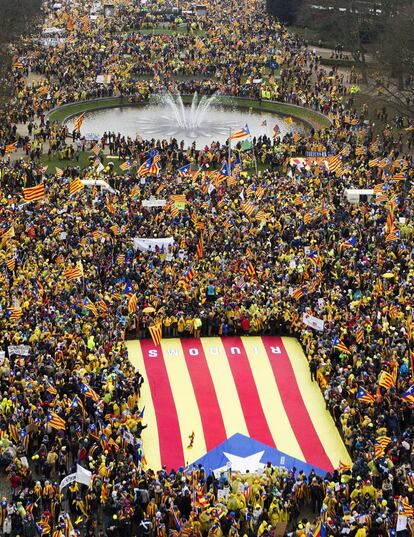Manifestación de catalanes en Bruselas.