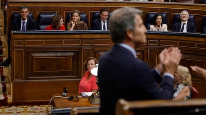 El líder del PP, Alberto Núñez Feijóo, en su intervención el pasado miércoles en el Congreso de los Diputados.