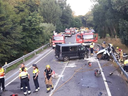 Accidente el pasado 21 de julio en la C-63 en Vidreres (Barcelona) que causó cuatro muertos.