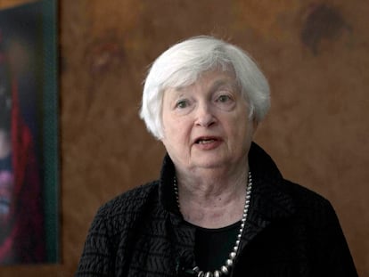 In this image taken from a video, Treasury Secretary Janet Yellen speaks during an interview with The Associated Press on Saturday, Jan. 21, 2023, in Dakar, Senegal.