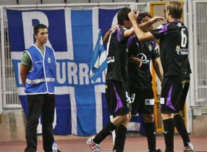 Los jugadores del Valladolid celebran el gol de su equipo ante el Espanyol