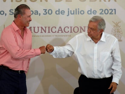 Andrés Manuel López Obrador, con el aun gobernador de Sinaloa, Quirino Ordaz