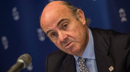Guindos, tras el último Ecofin.