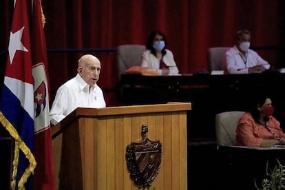 El Segundo Secretario del PCC José Ramón Machado Ventura durante la sesión inaugural del Congreso. 