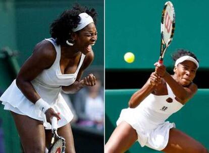 Serena y Venus Williams, en sus partidos de ayer contra Zheng y Dementieva, respectivamente.