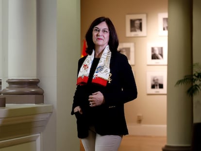 La presidenta de la CNMC, Cani Fernández, en la sede del organismo en Madrid, el pasado día 14.