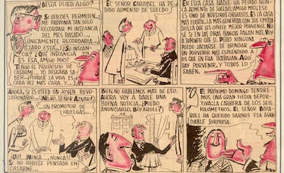 Página de la novela gráfica de Mingote a partir de 'El malvado Carabel'.