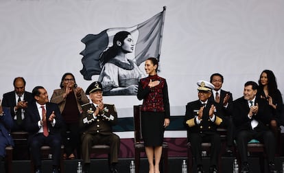 Claudia Sheinbaum durante el desfile por el 114 Aniversario del inicio de la Revolución Mexicana, el 20 de novirembre en Ciudad de México.