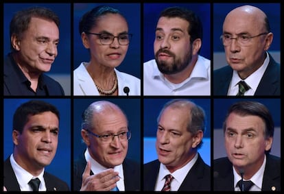 Composição com as fotos dos candidatos presidenciais.