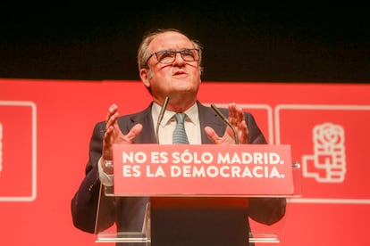 Ángel Gabilondo, en un mitin del PSOE en Leganés, este jueves.