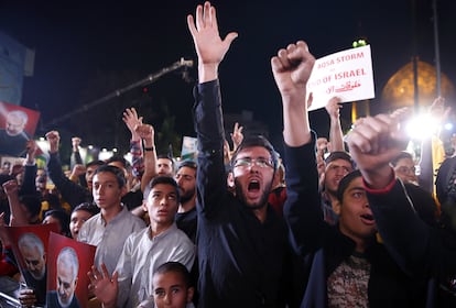 Manifestación en apoyo a Palestina en Teherán, este sábado. 