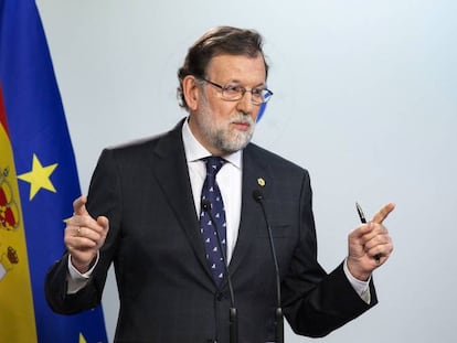 Mariano Rajoy, durante una rueda de prensa en Bruselas.