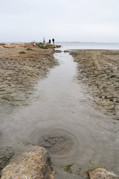 El nivel del agua subterránea aumenta debido a las lluvias y a la acumulación del agua proveniente de las explotaciones agrícolas hasta brotar al exterior en las playas del mar Menor.