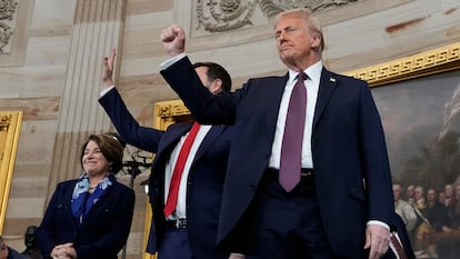 El presidente Donald Trump, tras jurar como el 47º presidente de Estados Unidos, en la Rotonda del Capitolio de Estados Unidos en Washington, el 20 de enero de 2025.