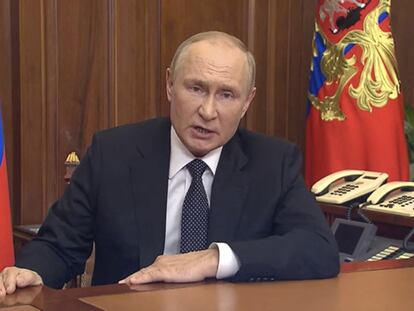 Vladimir Putin, durante su comparecencia de este miércoles en Moscú.