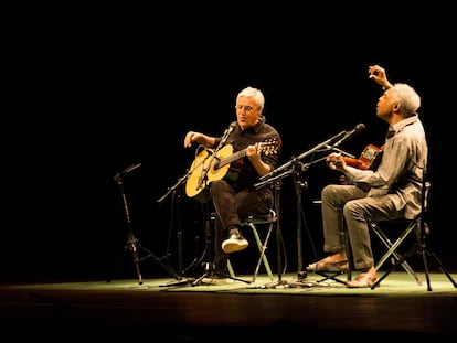 Gilberto Gil y Caetano Veloso en una de las actuaciones de esta gira.
