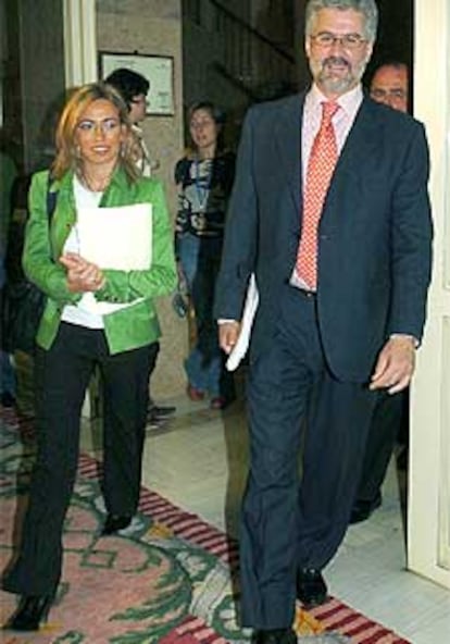 Carmen Chacón y Manuel Marín, en el Congreso.