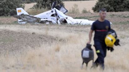 La avioneta que se estrelló el jueves en Guadalajara.