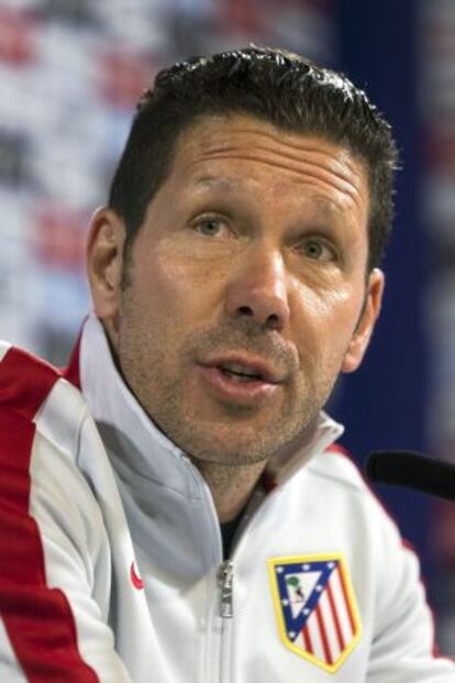 Simeone, durante la rueda de prensa del viernes.