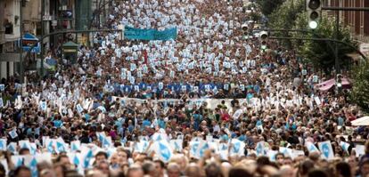 Manifestación en favor de Herríra, ayer en Bilbao.