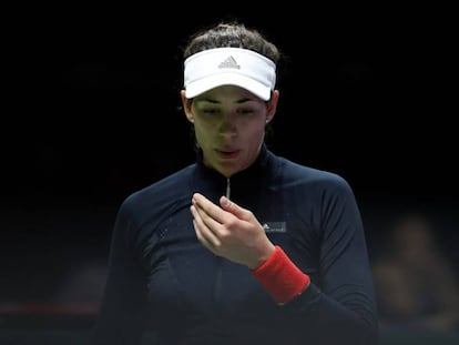 Garbi&ntilde;e Muguruza, durante el partido contra Pliskova en Singapur.