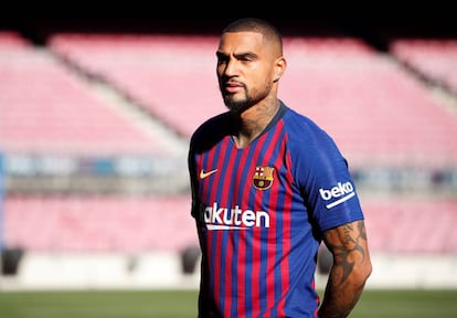 Boateng, en su presentación con el Barcelona.