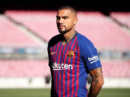 Boateng, en su presentación con el Barcelona.