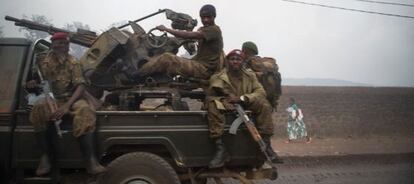 Soldados congoleños, el domingo en Goma.
