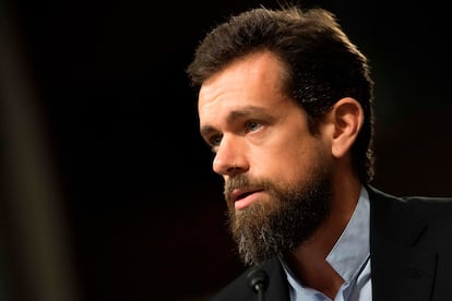 El director ejecutivo de Twitter, Jack Dorsey, en una comparecencia ante el Senado de EE UU.