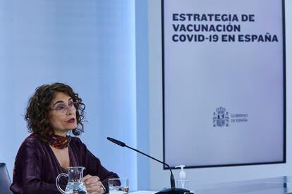 La ministra portavoz y de Hacienda, María Jesús Montero, comparece este miércoles tras el Consejo de Ministros.