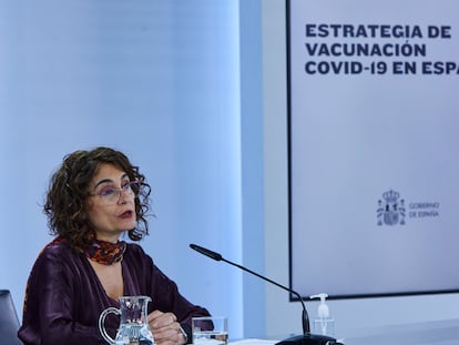 La ministra portavoz y de Hacienda, María Jesús Montero, comparece este miércoles tras el Consejo de Ministros.