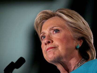 Hillary Clinton durante um comício em New Hampshire.