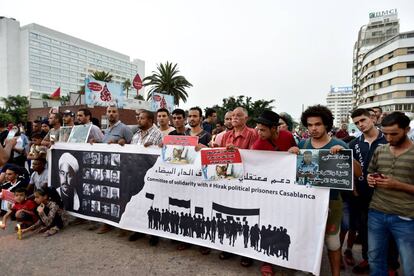 Protesta en Casablanca por la muerte del joven Imad Attabi durante una manifestacion en el Rif