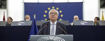 El presidente de la Comisi&oacute;n Europea Jean-Claude Juncker, en su discurso del Estado de la UE ante el Parlamento Europeo