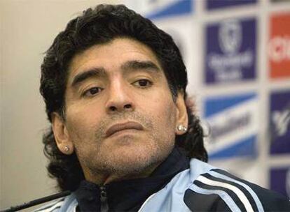 Maradona, durante la rueda de prensa previa al partido.