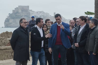 El presidente Pedro Sánchez visita zonas afectadas por la borrasca Gloria en Castellón.