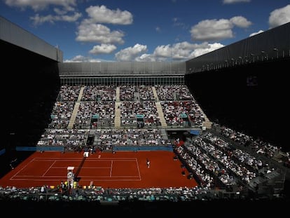 La Caja Mágica durante el partido de Rafael Nadal de este sábado en el Open de Madrid.