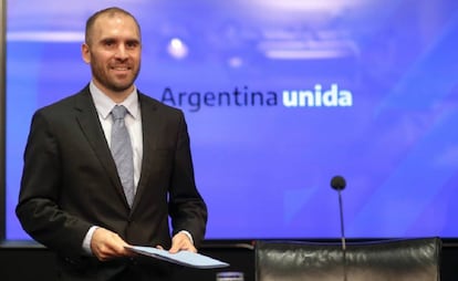 O ministro da Economia, Martín Guzmán, durante uma entrevista coletiva em Buenos Aires.